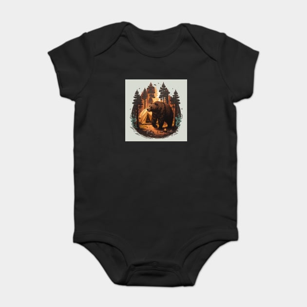 Camping with Bear, Adventure in the Forest Baby Bodysuit by logiamerch